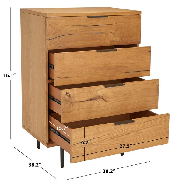 Safavieh Elizabella 4 Drawer Wood Chest - Oak - Image 3