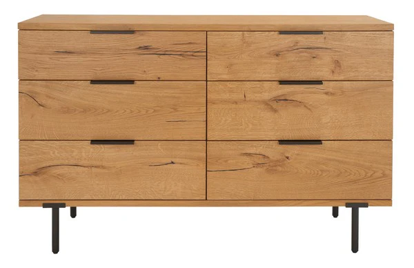 Safavieh Elizabella 6 Drawer Wood Dress - Oak - Image 2