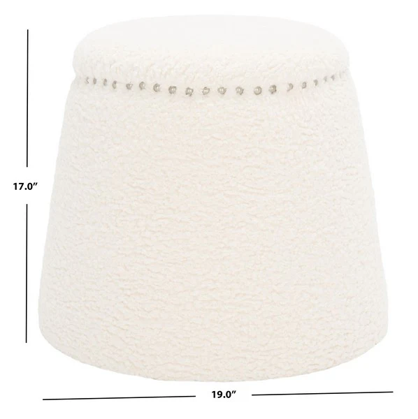 Safavieh Ellerose Ottoman - Ivory - Image 3