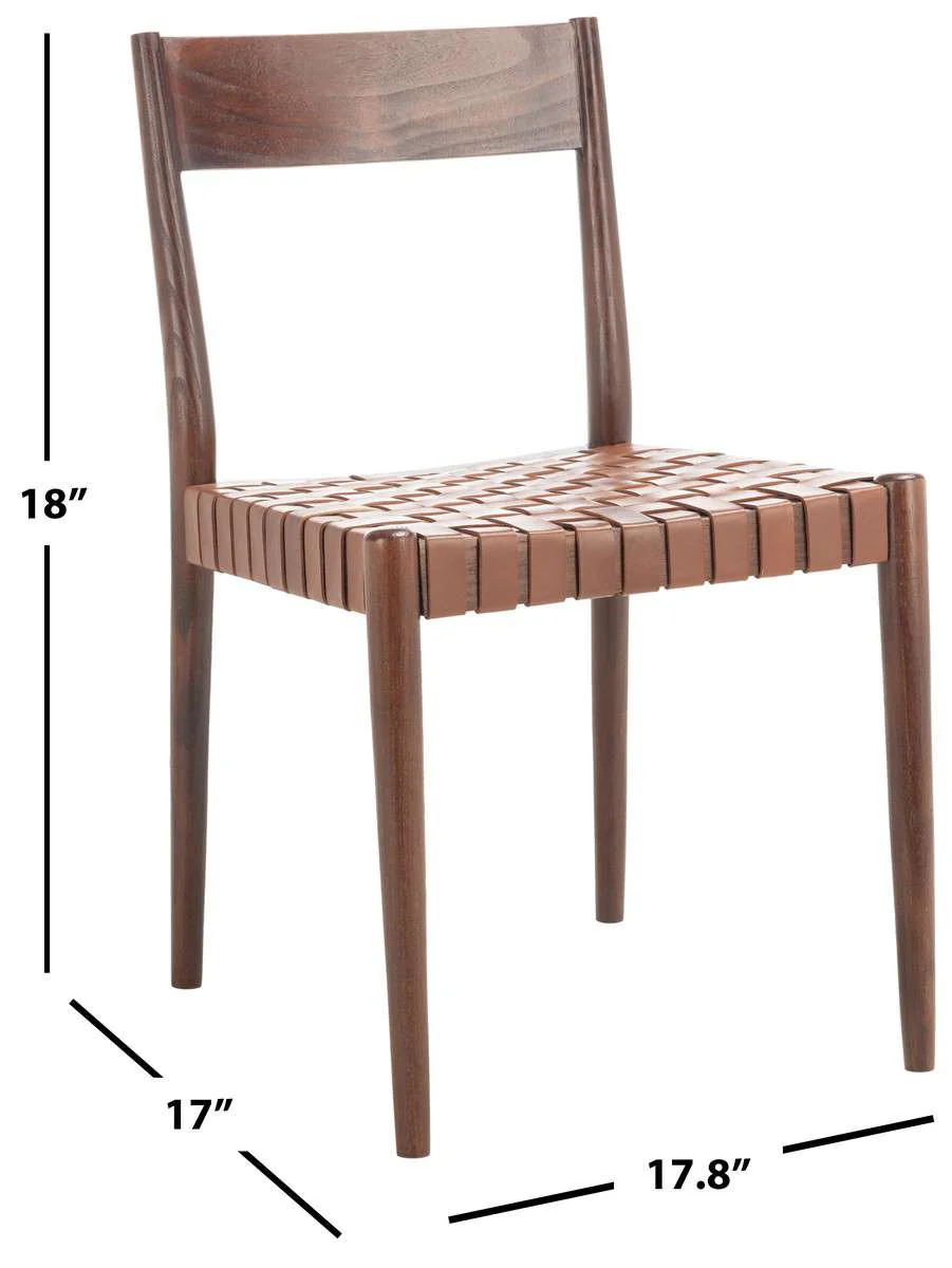 Safavieh Eluned Leather Dining Chair Set Of 2 - Cognac - Image 4