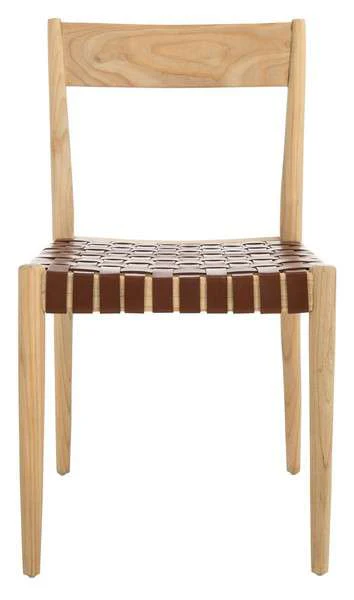 Safavieh Eluned Leather Dining Chair Set Of 2 - Cognac - Image 2