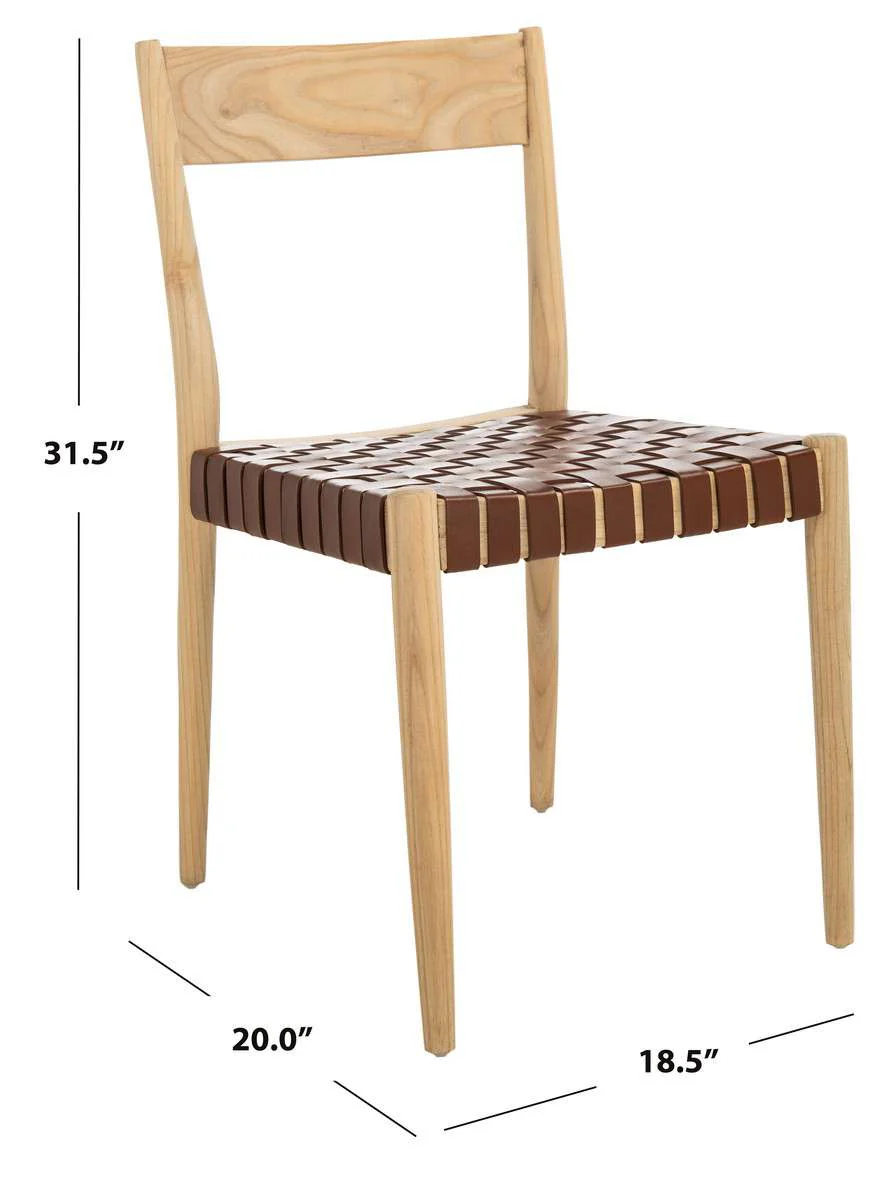 Safavieh Eluned Leather Dining Chair Set Of 2 - Cognac - Image 4