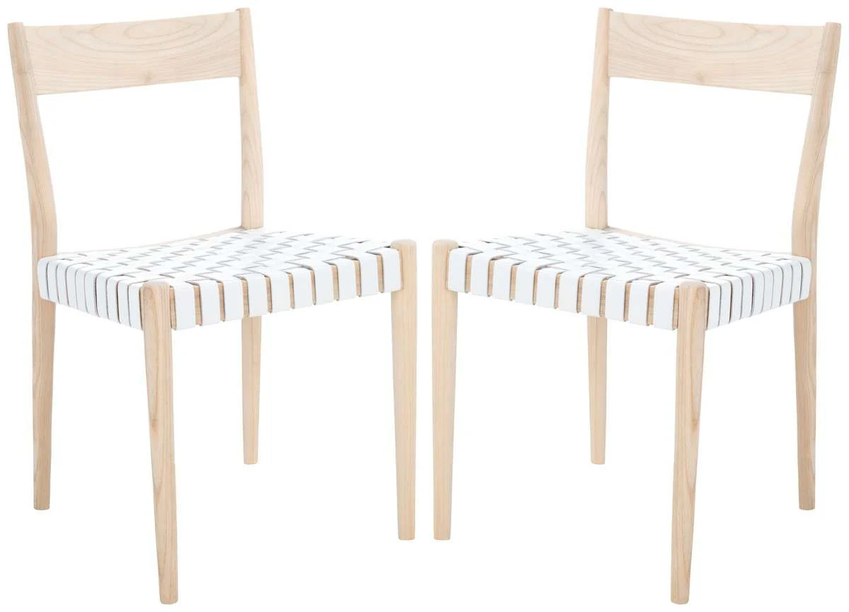 Safavieh Eluned Leather Dining Chair Set Of 2 - White - Image 3