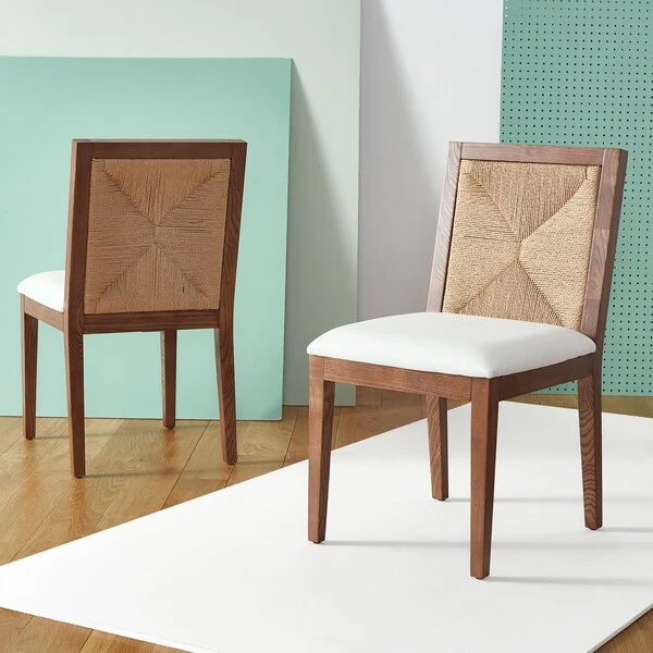Safavieh Emilio Woven Dining Chair Set Of 2 - Walnut - Image 2