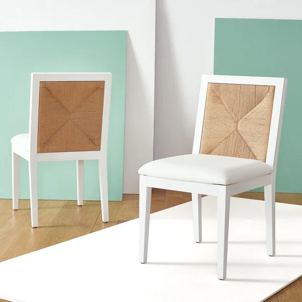 Safavieh Emilio Woven Dining Chair Set Of 2 - White - Image 2