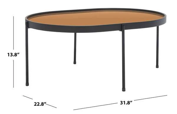 Safavieh Emmerich Mirrored Coffee Table - Rose Gold Top - Image 3