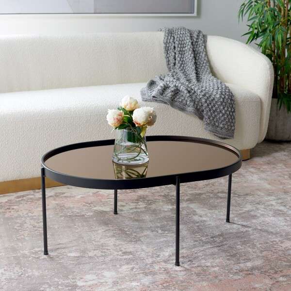 Safavieh Emmerich Mirrored Coffee Table - Rose Gold Top - Image 4