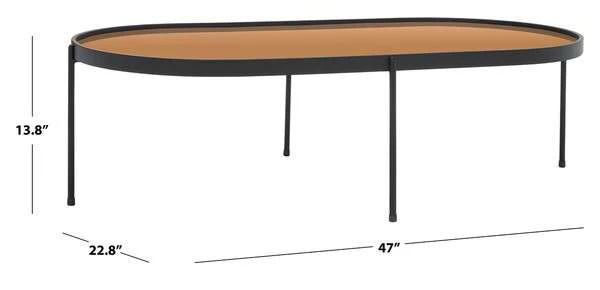 Safavieh Emmerick Mirrored Coffee Table - Rose Gold Top - Image 3
