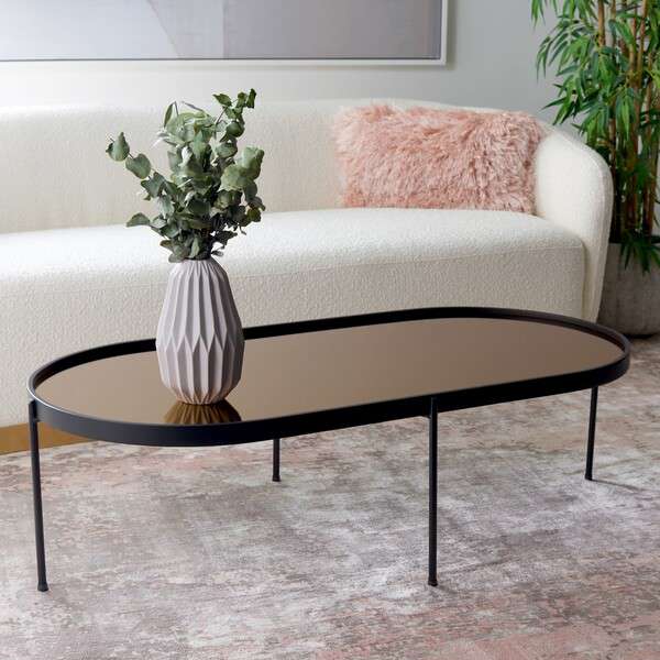 Safavieh Emmerick Mirrored Coffee Table - Rose Gold Top - Image 4