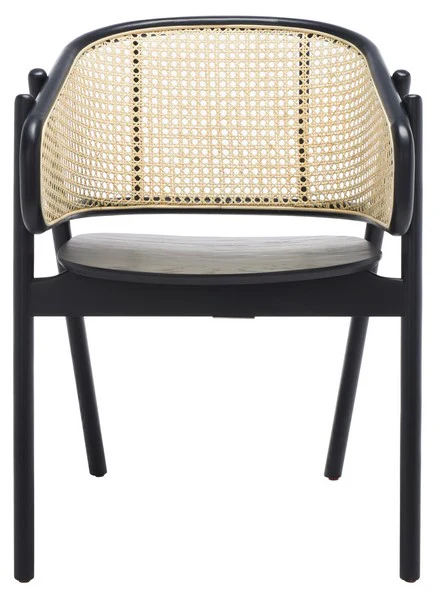 Safavieh Emmy Rattan Back Dining Chair - Black - Image 2