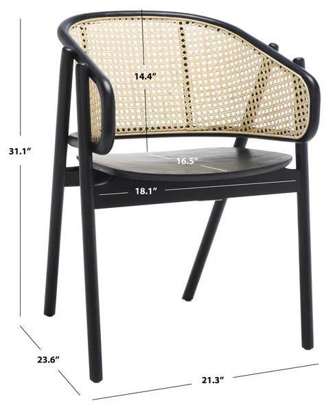 Safavieh Emmy Rattan Back Dining Chair - Black - Image 3