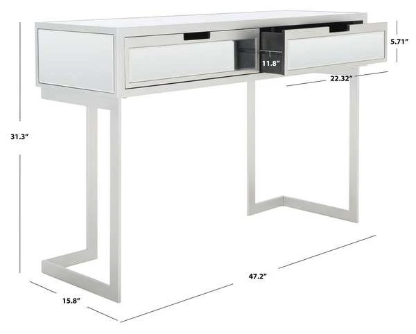 Safavieh Enzo 2 Drawer Mirrored Desk - Silver - Image 3