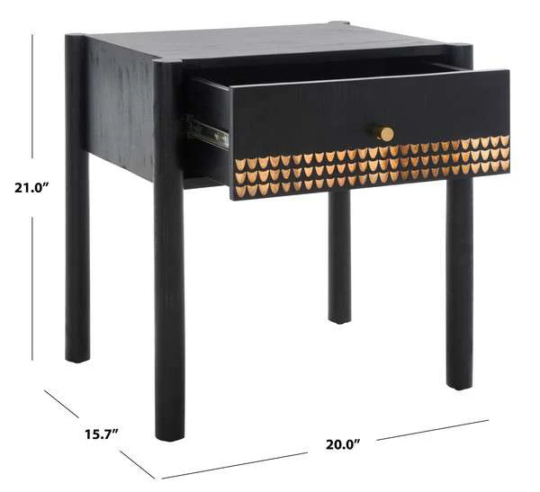 Safavieh Errington 1 Drawer Nightstand - Black - Image 3