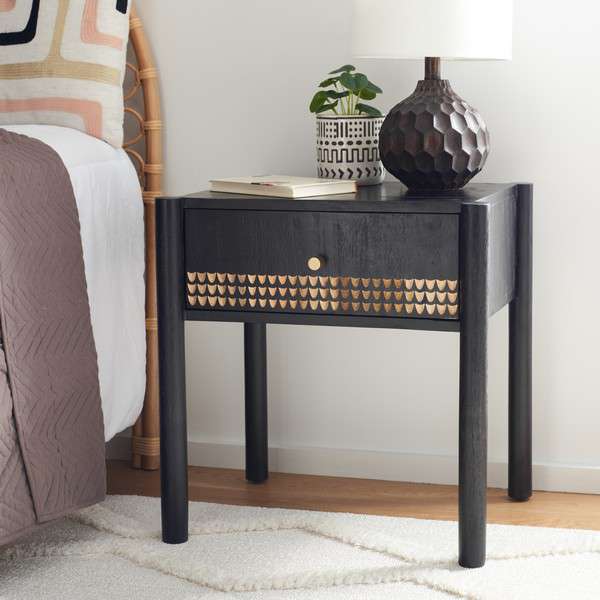 Safavieh Errington 1 Drawer Nightstand - Black - Image 4
