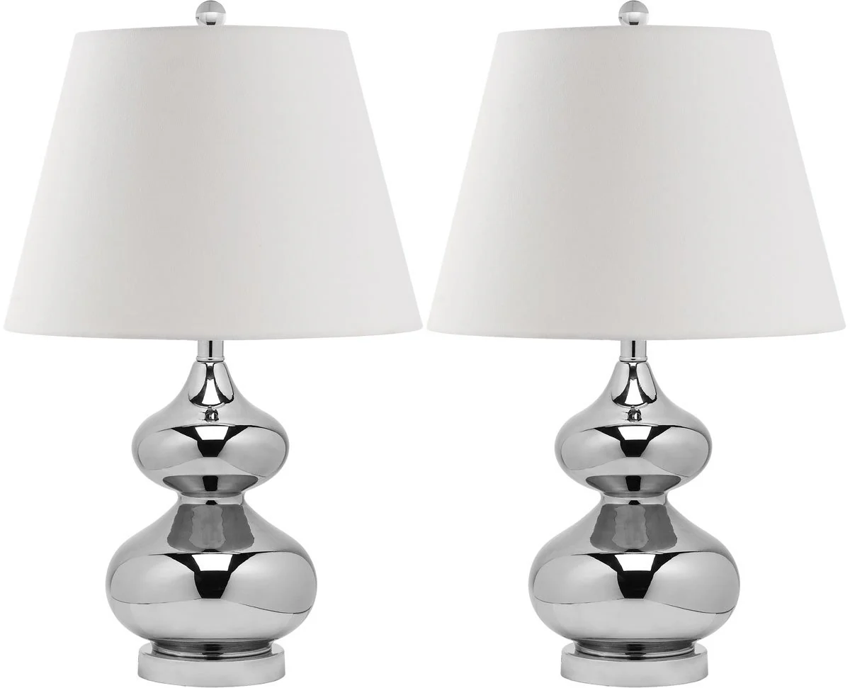 Safavieh Eva 24-Inch H Double Gourd Glass Lamp Set Of 2 - Silver - Image 2