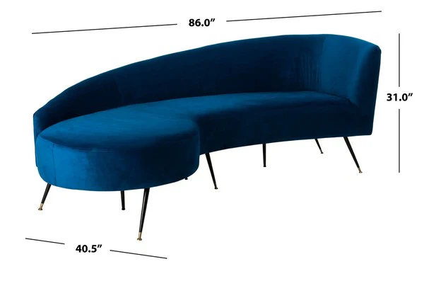 Safavieh Evangeline Parisian Velvet Sofa - Navy - Image 3