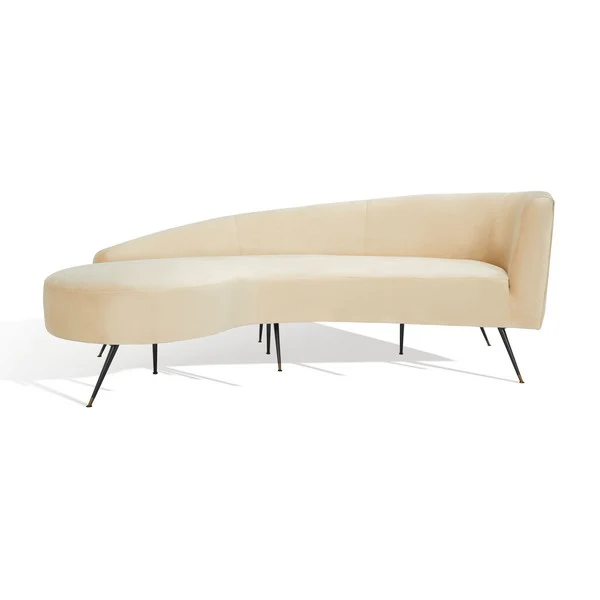 Safavieh Evangeline Parisian Velvet Sofa - Sand - Image 2