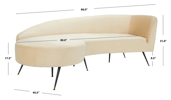Safavieh Evangeline Parisian Velvet Sofa - Sand - Image 3