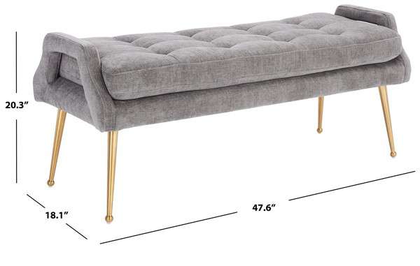 Safavieh Everdeen Bench - Charcoal - Image 3