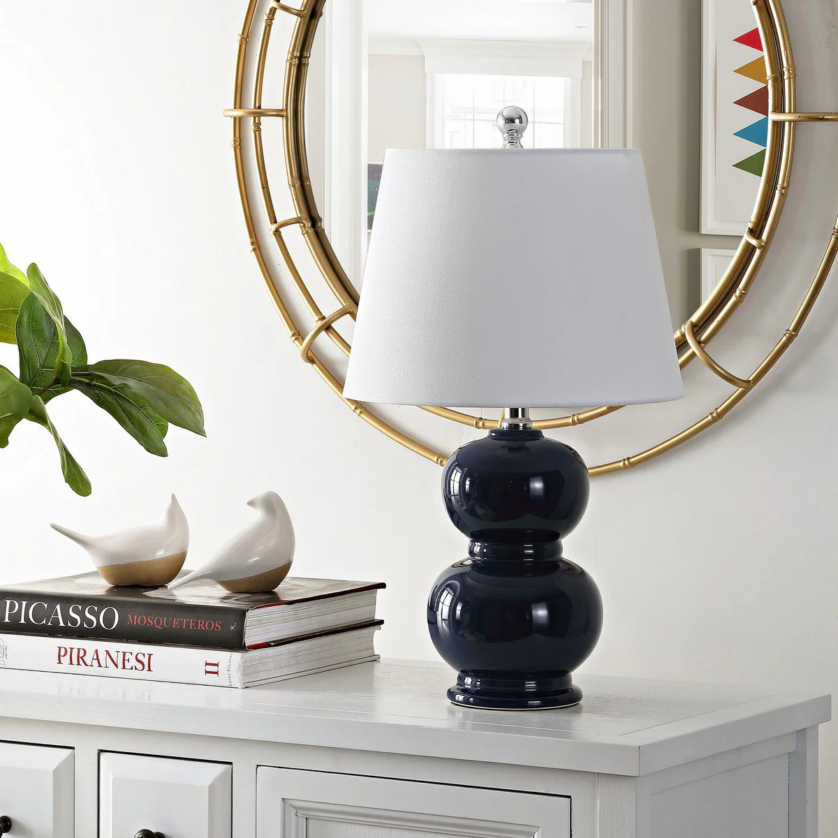 Safavieh Everlee Ceramic Table Lamp - Navy - Image 3