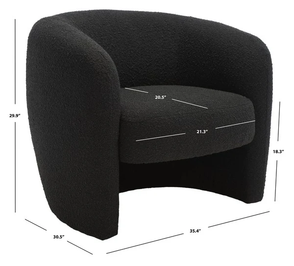Safavieh Everly Barrel Back Accent Chai - Black - Image 3