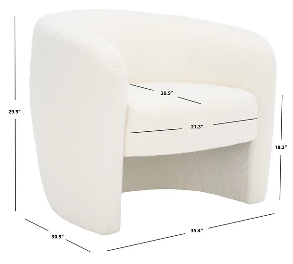Safavieh Everly Barrel Back Accent Chai - Ivory - Image 3