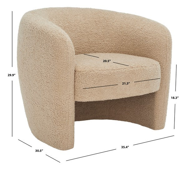 Safavieh Everly Barrel Back Accent Chai - Light Brown - Image 3
