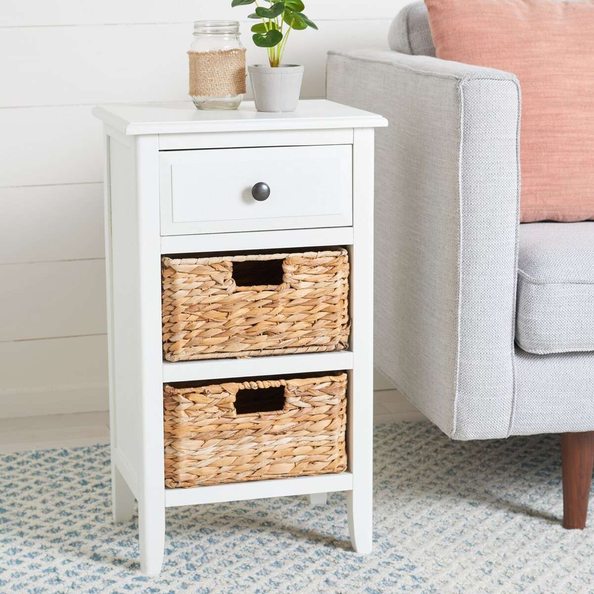 Safavieh Everly Drawer Side Table - Distressed White - Image 4