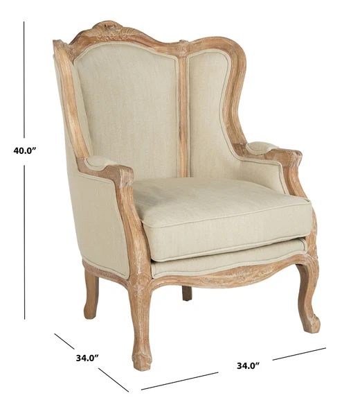 Safavieh Fallon Wing Chair - Beige - Image 3