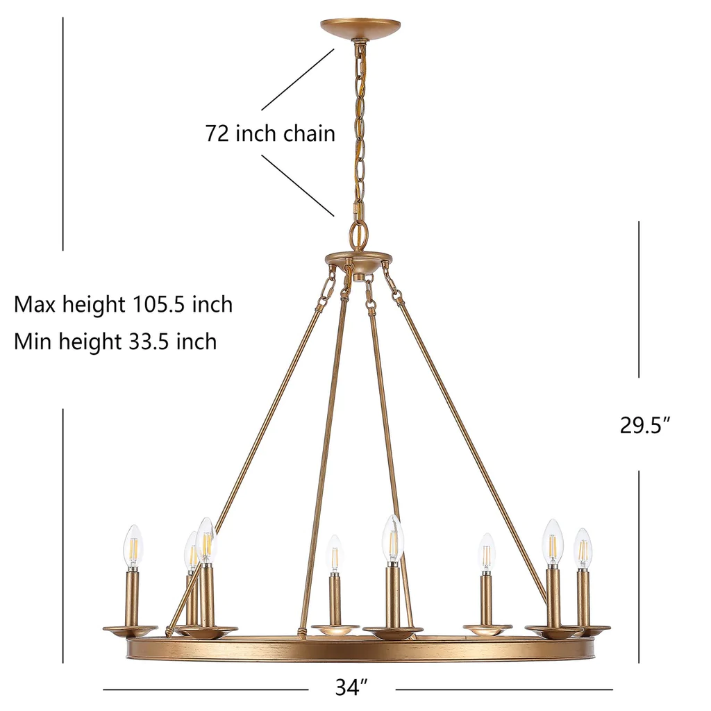 Safavieh Fauna 8Lt Chandelier - Gold Painted - Image 3