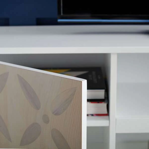 Safavieh Faye 3 Shelf Patterned Media Stand - White Washed - Image 2