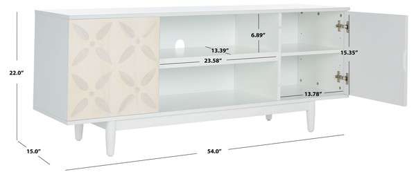 Safavieh Faye 3 Shelf Patterned Media Stand - White Washed - Image 3