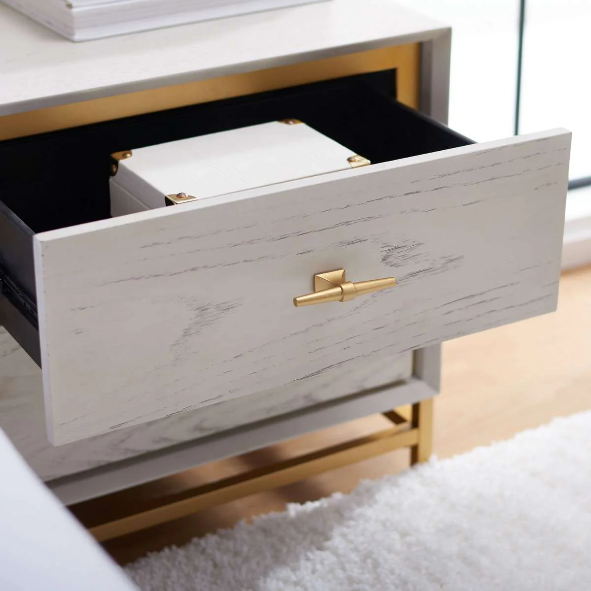 Safavieh Fenno 2 Drawer Nightstand - White Washed - Image 4