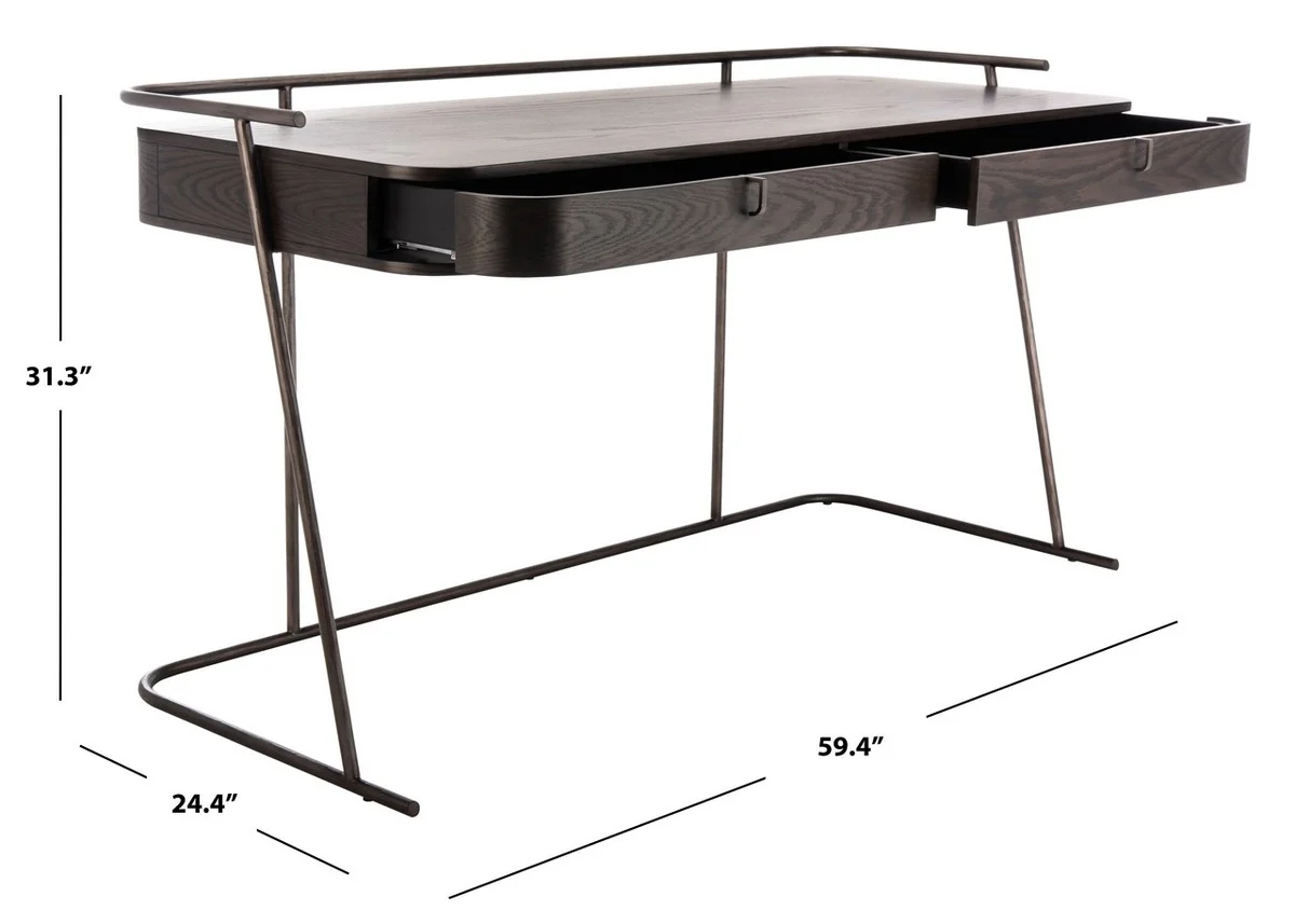 Safavieh Ferrell Modern Wood Desk - Dark Walnut - Image 4