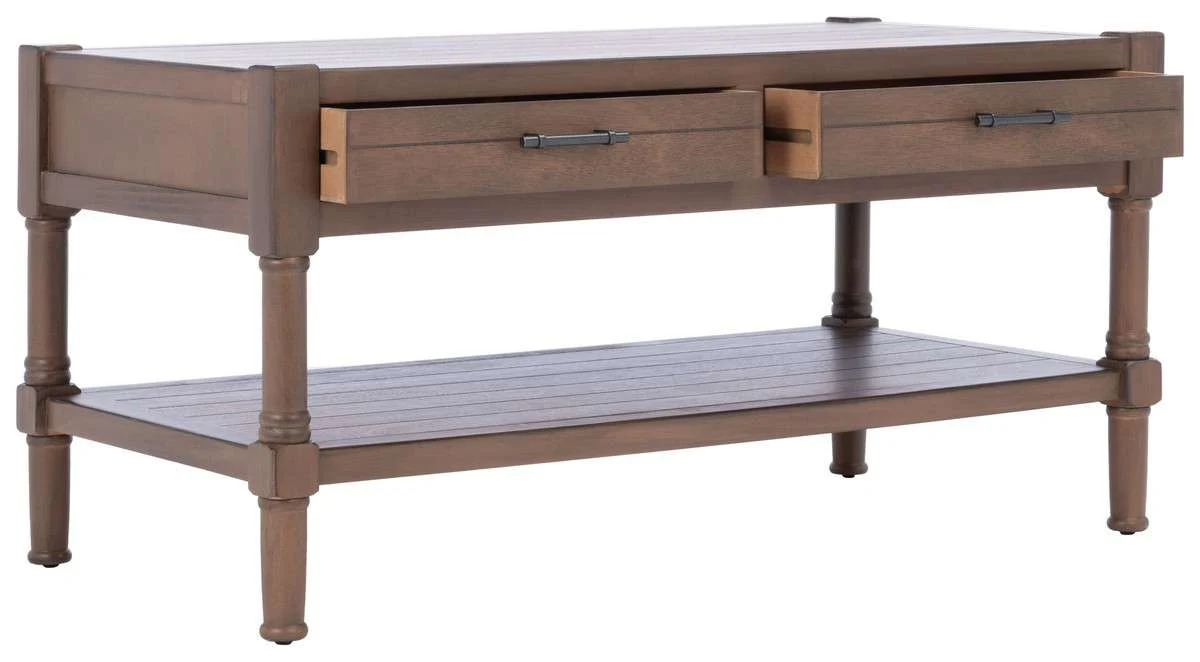 Safavieh Filbert 2 Drawer Coffee Table - Brown - Image 3