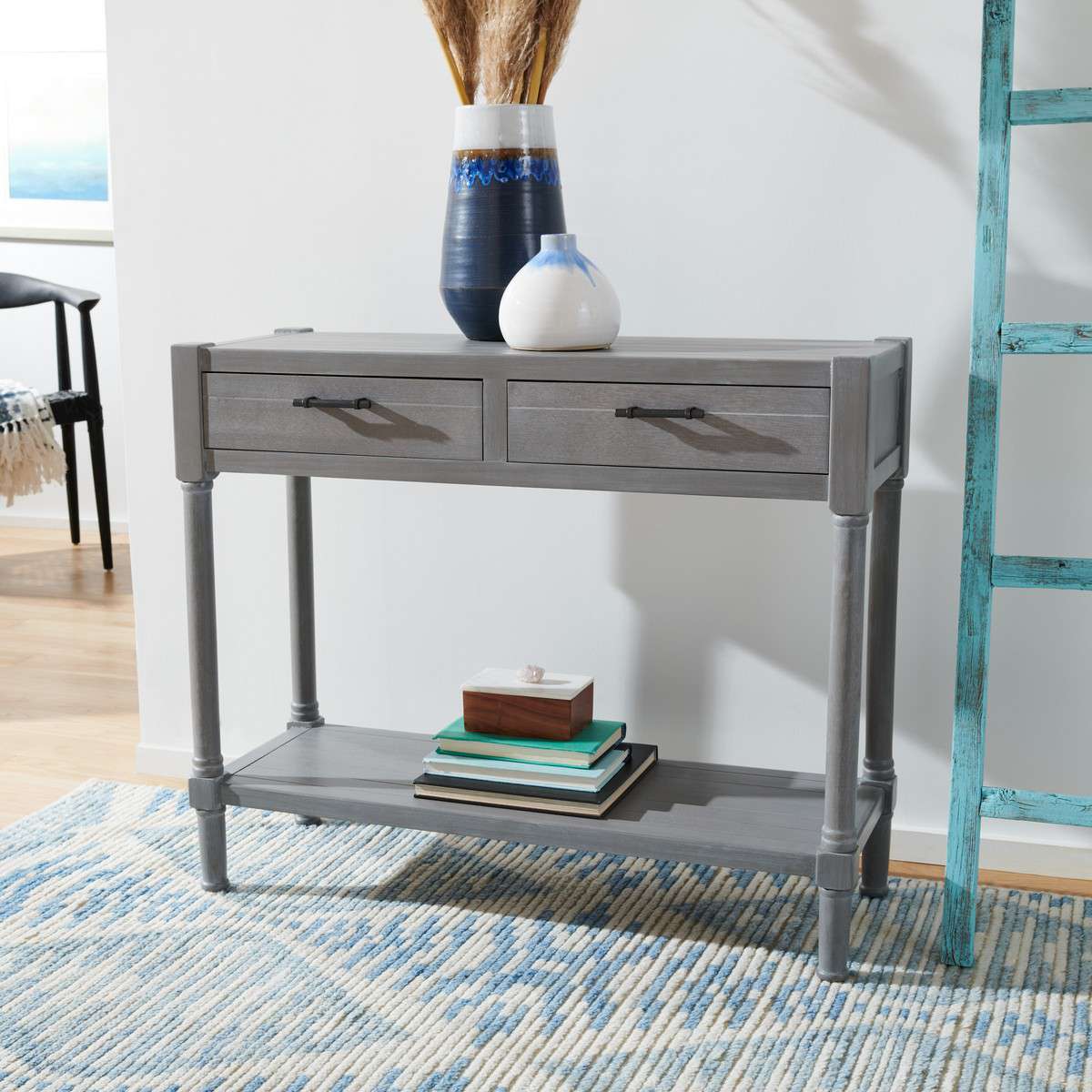 Safavieh Filbert 2 Drawer Console Table - White Washed Gray - Image 4