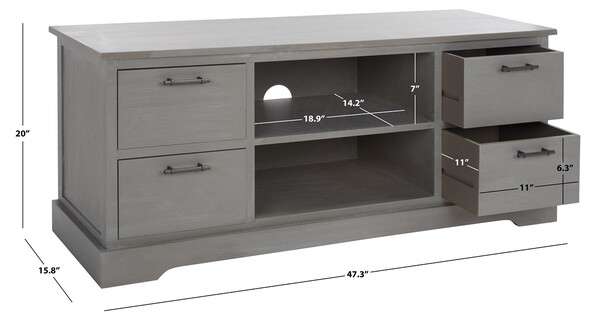 Safavieh Filbert 4 Drawer Media Stand - White Washed Gray - Image 4