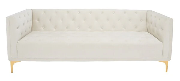 Safavieh Florentino Tufted Velvet Sofa - Creme - Image 2