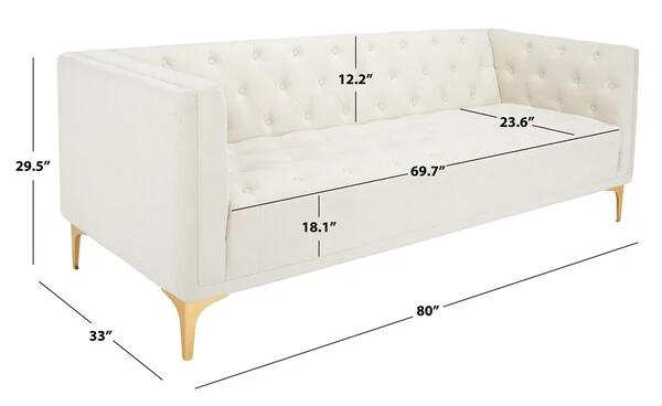 Safavieh Florentino Tufted Velvet Sofa - Creme - Image 3