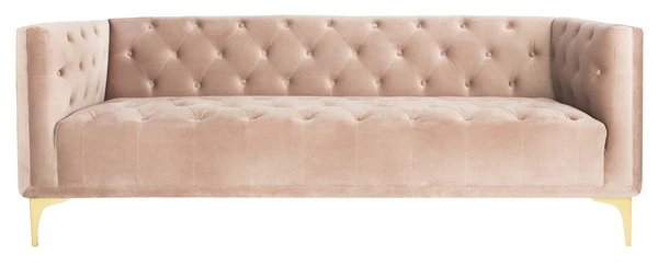 Safavieh Florentino Tufted Fabric Sofa - Pale Mauve - Image 2