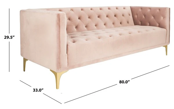 Safavieh Florentino Tufted Fabric Sofa - Pale Mauve - Image 3