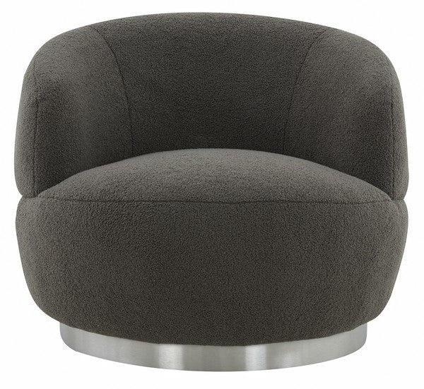 Safavieh Flynn Faux Lamb Wool Swivel Ch - Dark Gray - Image 2
