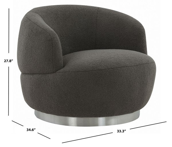 Safavieh Flynn Faux Lamb Wool Swivel Ch - Dark Gray - Image 3