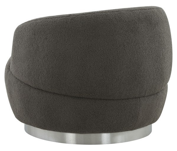 Safavieh Flynn Faux Lamb Wool Swivel Ch - Dark Gray - Image 4
