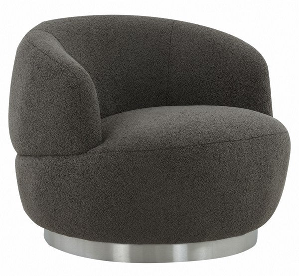 Safavieh Flynn Faux Lamb Wool Swivel Ch - Dark Gray - Image 5
