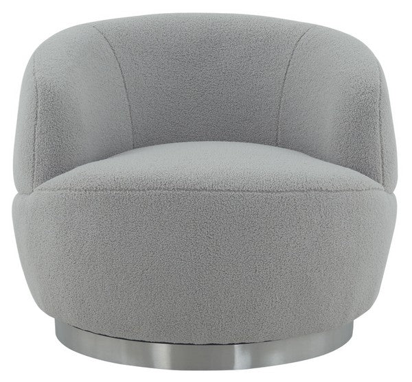 Safavieh Flynn Faux Lamb Wool Swivel Ch - Light Gray - Image 2
