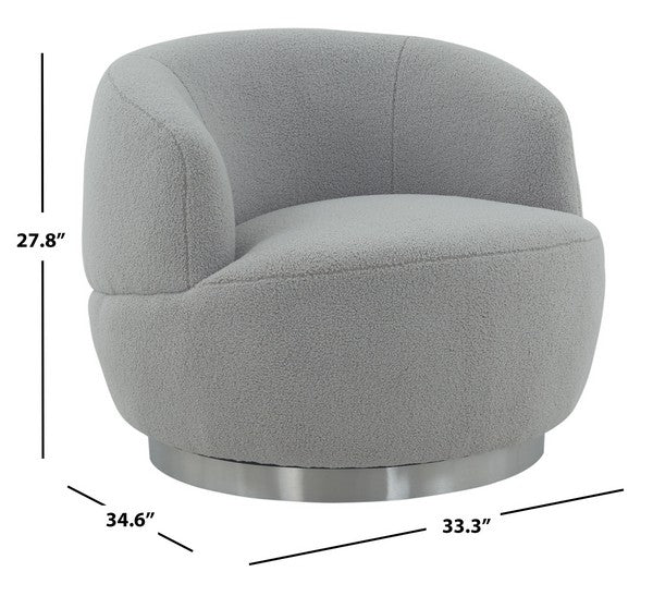 Safavieh Flynn Faux Lamb Wool Swivel Ch - Light Gray - Image 3