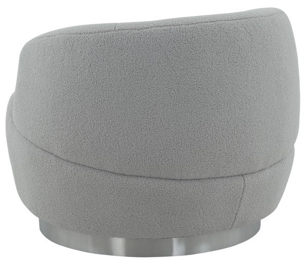 Safavieh Flynn Faux Lamb Wool Swivel Ch - Light Gray - Image 4