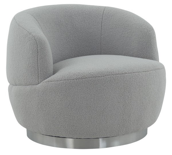 Safavieh Flynn Faux Lamb Wool Swivel Ch - Light Gray - Image 5