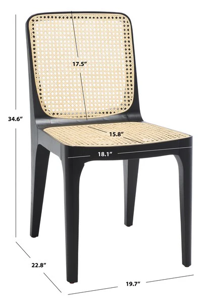 Safavieh Frank Rattan Dining Chair Set Of 2 - Black - Image 3